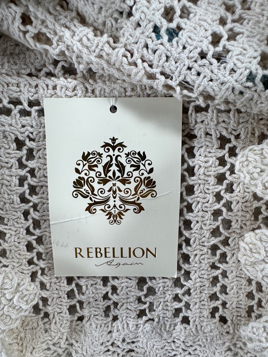 Rebellion Again Crochet Boho Crop Top NWT - Beaded Fringe Festival Tank - Picture 8 of 11